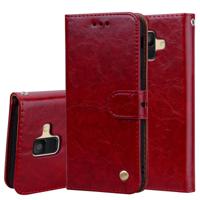 Business stijl olie Wax textuur horizontale Flip lederen case voor Galaxy A6 (2018) met houder & kaartsleuven & portemonnee (rood) - thumbnail