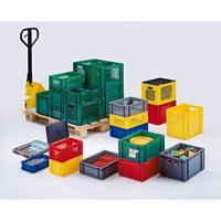 LA-KA-PE Transportstapelbak | L400xB300xH320mm | groen PP handgreepopening | zijwanden gesloten | 1 stuk - TK400/320-0 GRÜN TK400/320-0 GRÜN - thumbnail