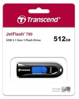 Transcend JetFlash® 790 USB-stick 512 GB Zwart, Blauw TS512GJF790K USB-A 3.1 Gen 1 - thumbnail