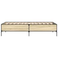 Bedframe bewerkt hout en metaal sonoma eikenkleurig 75x190 cm - thumbnail