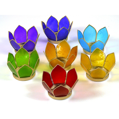 Lotus Sfeerlichten 7 Chakra's Goudrand (Set van 7)