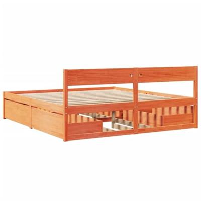 Bedframe zonder matras massief grenenhout wasbruin 180x200 cm