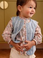 Mouwloos baby vestje denim bloemen stone - thumbnail
