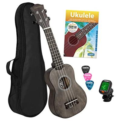Cascha HH 3969 sopraan ukelele set zwart (4-talig)
