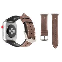 Crowe Star reliëf textuur lederen pols horloge Band voor Apple Watch serie 3 & 2 & 1 42mm(Khaki) - thumbnail
