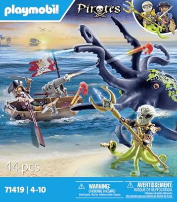 PLAYMOBIL 71419 Piraat met gigantische octopus - Piraten - Met een piraat, een kanon en een gigantisch octopusmonster - Vanaf 4 jaar - thumbnail