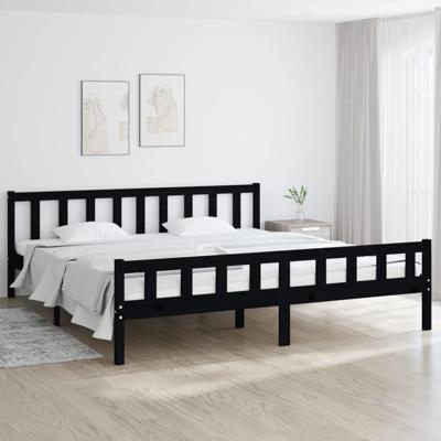 Bedframe massief hout zwart 160x200 cm
