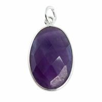 Edelsteen Hanger Ovaal Spiritualiteit - Amethist - 925 Zilver (20 mm) - thumbnail
