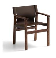 Kave Home Jan eetkamerstoel leder Donkerbruin essenhout - thumbnail