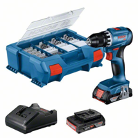 Bosch Blauw GSR 18V-45 | Accuboormachine | 18V | 2 x 2,0 Ah accu's + lader | In L-Case - 06019K3205 - thumbnail