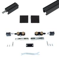 Xperta set 6m rail - Zwart - Plafond opbouw - Dubbele deur - Deurdikte 50-55mm - oinbouw auto fixpbouw - Set Eindkappen - thumbnail