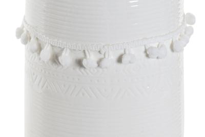 Vaas DKD Home Decor Wit Keramiek Pompon 12 x 12 x 24 cm