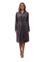 Grijze damesbadjas met rits - stippen reliëf - 100% fleece-(40-42) M - thumbnail