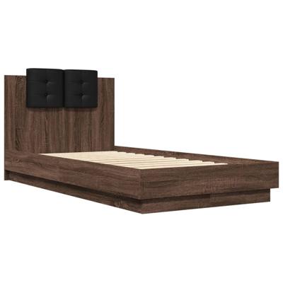 Bedframe met hoofdeinde bewerkt hout bruineikenkleur 90x190 cm
