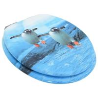 VidaXL Toiletbril met soft-close deksel pinguïn mdf - thumbnail