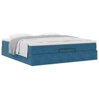 Ottoman bed met matras 160x200cm fluweel donkerblauw - thumbnail