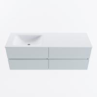 MONDIAZ VICA 140cm badmeubel onderkast Clay 4 lades. Wastafel CLOUD links zonder kraangat, kleur Talc. - thumbnail