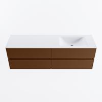 MONDIAZ VICA 160cm badmeubel onderkast Rust 4 lades. Wastafel CLOUD rechts zonder kraangat, kleur Talc. - thumbnail