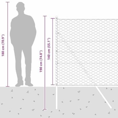 VidaXL Afrasteringspaal grijs 10 x 1,4 m (50 mm gaas) staal en pvc VidaXL Afrasteringspaal grijs 10 x 1,4 m (50 mm gaas) staal en pvc