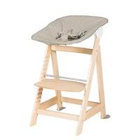 2-in-1 omvormbare kinderstoel - ROBA - BORN UP - Inclusief verstelbare 'Greyish Quilted' relaxfauteuil - Natuurlijk hout - thumbnail