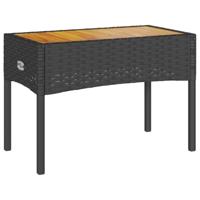 Tuinbank 2-zits met kussens en tafel poly rattan zwart - thumbnail