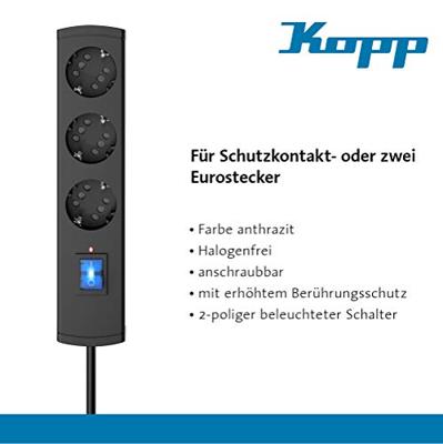 Kopp 234405008 Overspanningsveilige stekkerdoos 3-voudig Antraciet Randaarde stekker 1 stuk(s) Kopp 234405008 Overspanningsveilige stekkerdoos 3-voudig Antraciet Randaarde stekker 1 stuk(s)