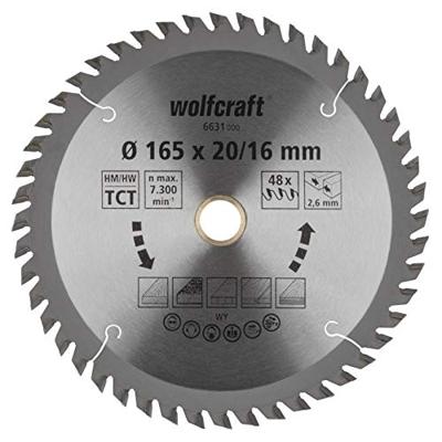 Wolfcraft Handcirkelzaagblad | HM | 48 Zähne | Ø165 x 20/16mm | 1 stuk - 6631000 Wolfcraft Handcirkelzaagblad | HM | 48 Zähne | Ø165 x 20/16mm | 1 stuk - 6631000