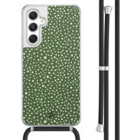 Samsung Galaxy A54 hoesje met koord - Green dots - thumbnail