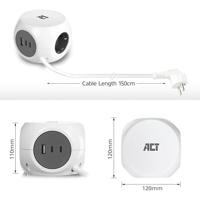 ACT power strip cube with 3 sockets (type f), 30w pd - thumbnail