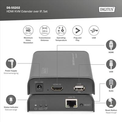 Digitus DS-55202 Zender en ontvanger KVM-extender Digitus DS-55202 Zender en ontvanger KVM-extender