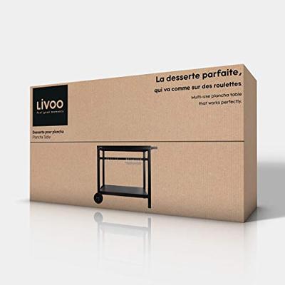 Plancha serveerwagen - LIVOO - GS130 - 85 x 50 cm dienblad - Geschikt voor plancha's met 2, 3 of 4 branders - Metalen afwerking