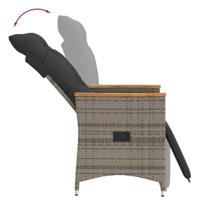Tuinstoelen 2 st verstelbaar met kussens poly rattan grijs - thumbnail