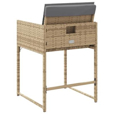 Tuinstoelen 4 st met kussens poly rattan gemengd beige - thumbnail