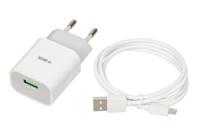 Netoplader iBOX C-41 USB 2A, 1 USB-poort, microUSB-kabel, Wit - thumbnail