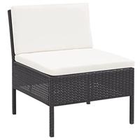 3-delige Loungeset met kussens poly rattan zwart - thumbnail