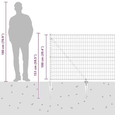 VidaXL Hek met paal grijs 1 x 10 m staal en pvc