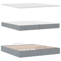 Ottoman bed met matras 200x200 cm stof lichtgrijs - thumbnail
