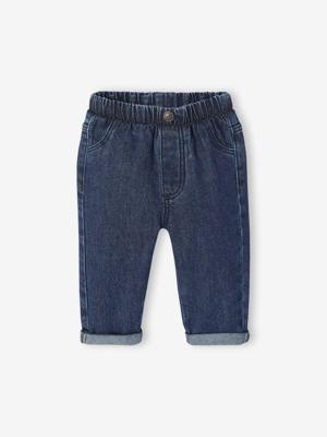 Basics denim jeans voor baby's met elastische tailleband en zakken ongewassen denim Basics denim jeans voor baby's met elastische tailleband en zakken ongewassen denim