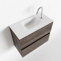 MONDIAZ ADA 60cm toiletmeubel dark brown. LEX wastafel talc midden 1 kraangat - thumbnail