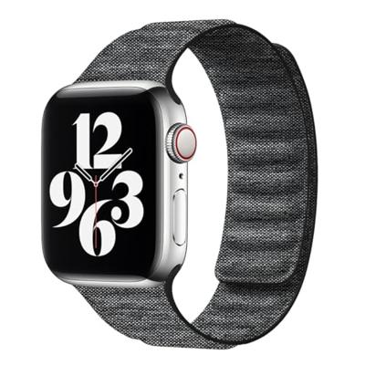 By Qubix - Denim nylon bandje - Zwart - Compatible met Apple Watch 44mm / 45mm / 46mm / 49mm - Compatible Apple watch bandjes