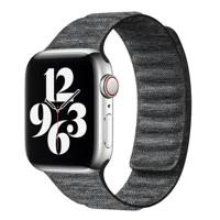 Denim nylon bandje - Zwart - Geschikt voor Apple Watch 38mm / 40mm / 41mm / 42mm - thumbnail