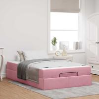 Bedframe met matras met opslag Roze 120 x 190 cm Fluweel - thumbnail