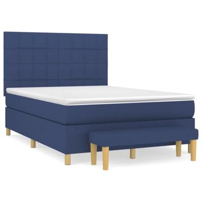 Boxspring met matras stof blauw 140x200 cm