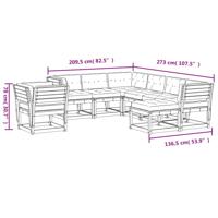 8-delige Loungeset met kussens massief grenenhout wasbruin - thumbnail