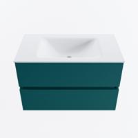 MONDIAZ VICA 80cm badmeubel onderkast Smag 2 lades. Wastafel CLOUD midden 1 kraangat, kleur Talc. - thumbnail