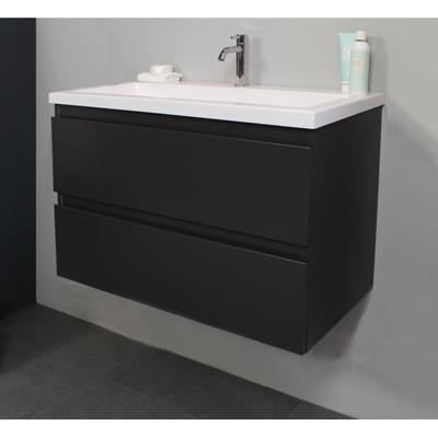On-Line Onderkast - 80 cm - Voorgemonteerd - Acryl Wastafel - 1 Kraangat - Mat Antraciet