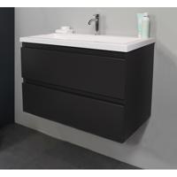 On-Line Onderkast - 80 cm - Voorgemonteerd - Acryl Wastafel - 1 Kraangat - Mat Antraciet - thumbnail