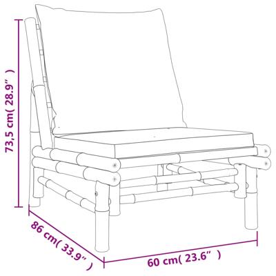 5-delige Loungeset met kussens bamboe crèmewit - thumbnail