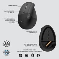 Logitech Lift for Business Linkshandig Draadloze Ergonomische Muis - thumbnail
