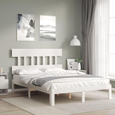 Bedframe zonder matras massief grenenhout wit 120x200 cm